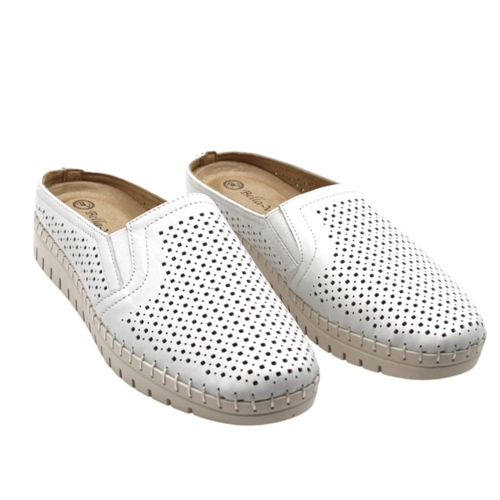 Bella Vita Women's Refresh Mule in White Leather Size 10 WW (Dbl. Wide) With box
